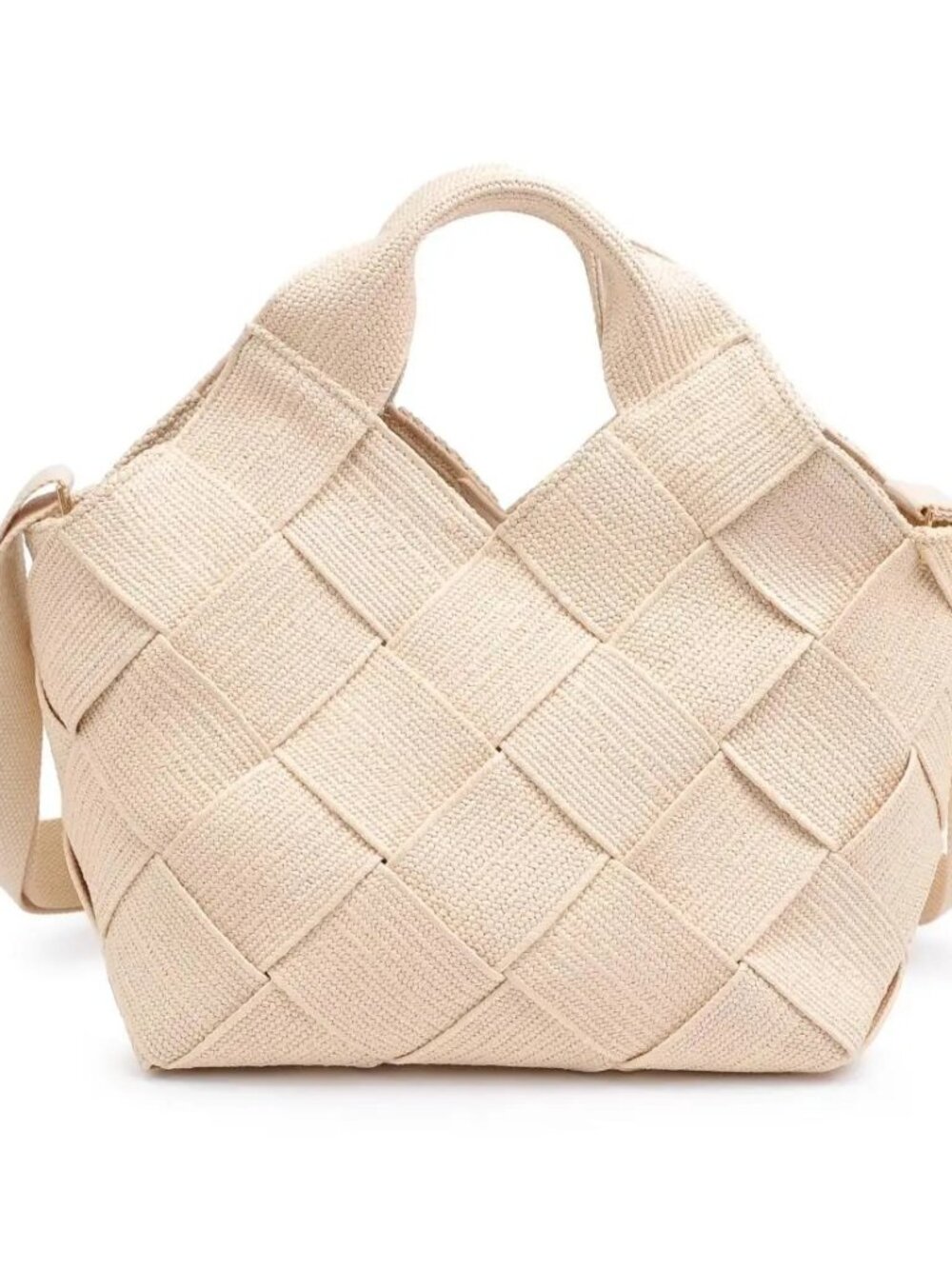 Sol & Selene Resilience Woven Straw Tote Crossbody Cream Bag
